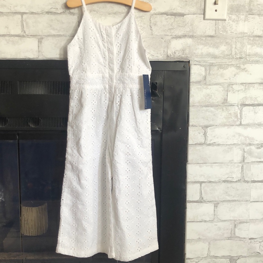 Habitual Girls White Eyelet Jumpsuit